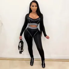 Casual Striped Fitness Two Piece Pants Set LA-3227