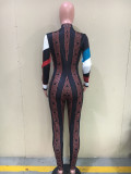 Casual Printed Long Sleeve Zipper Jumpsuits ORY-5170