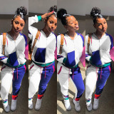 Fashion Casual Sports Color Block Spliced Long Sleeve Two Piece Set GLF-8068