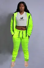 Casual Hooded Zipper Two Piece Pants Set SFY-177