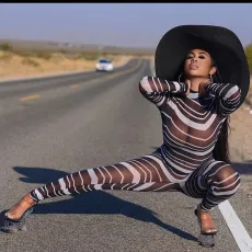 Sexy Mesh See Through Long Sleeve Jumpsuits DMF-8154