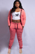 Casual Hooded Zipper Two Piece Pants Set SFY-177