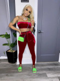 Sexy Fashion Velvet Tube Top And Pants Two Piece Set SHD-9329