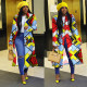Plus Size Colorful Geometric Plaid Suit Collar Long Coat GLF-8056