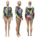 Retro Splice Hooded Zipper Long Sleeve Outwear GLF-8057
