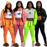 Casual Hooded Zipper Two Piece Pants Set SFY-177