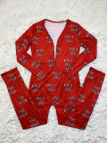 Casual Sports Pattern Print Long Sleeve Jumpsut SHD-9446