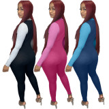 Sexy Skinny Ribbed Zipper Sports Jumpsuit XYF-9059