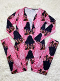 Casual Sports Pattern Print Long Sleeve Jumpsut SHD-9446