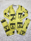 Casual Sports Pattern Print Long Sleeve Jumpsut SHD-9446