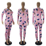 Casual Sports Pattern Print Long Sleeve Jumpsut SHD-9446