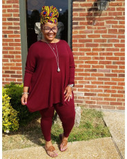 Plus Size 5XL Fashion Solid Color Casual Two Piece Set WAF-7099