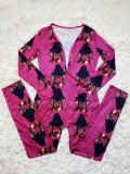 Casual Sports Pattern Print Long Sleeve Jumpsut SHD-9446