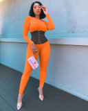 Sexy Long Sleeve Lace Up Skinny Jumpsuit LNIK-183
