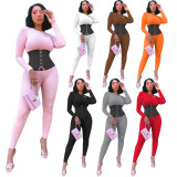Sexy Long Sleeve Lace Up Skinny Jumpsuit LNIK-183