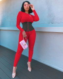 Sexy Long Sleeve Lace Up Skinny Jumpsuit LNIK-183