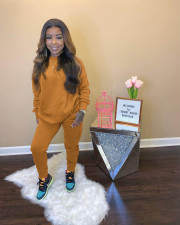 Plus Size Solid Sweatshirt Pants Two Piece Suits BDF-8036