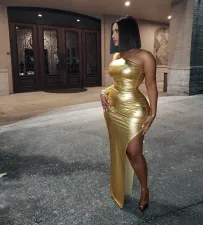 Sexy One Shoulder High Split Long Club Dress MK-3023