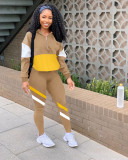 Casual Patchwork Tracksuit Two Piece Sets LM-8189