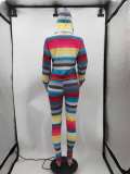 Casual Striped Hooded Two Piece Pants Set HM-6351