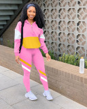 Casual Patchwork Tracksuit Two Piece Sets LM-8189