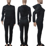 Casual Solid Hoodies Sweatpants Two Piece Sets LSD-9035