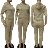 Casual Solid Hoodies Sweatpants Two Piece Sets LSD-9035