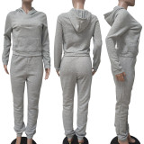 Casual Solid Hoodies Sweatpants Two Piece Sets LSD-9035