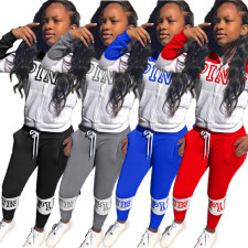 Pink Letter Print Casual Sports 2 Piece Sets NM-8322