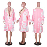 Plus Size Casual Printed Long Winter Overcoat GLF-6257