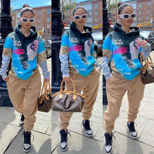 Casual Printed Hoodies Two Piece Sets GLF-8047