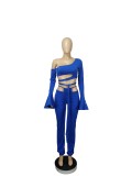 Sexy Hollow Long Sleeve Two Piece Pants Set CHY-1269