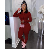 Solid Long Sleeve Hoodies Two Piece Sets SHD-9334
