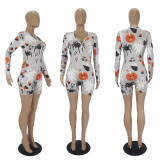Casual Prined Long Sleeve Rompers SHD-9447
