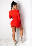 Letter Print Long Sleeve Two Piece Shorts Set CHY-1268
