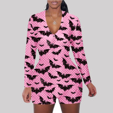 Casual Prined Long Sleeve Rompers SHD-9447