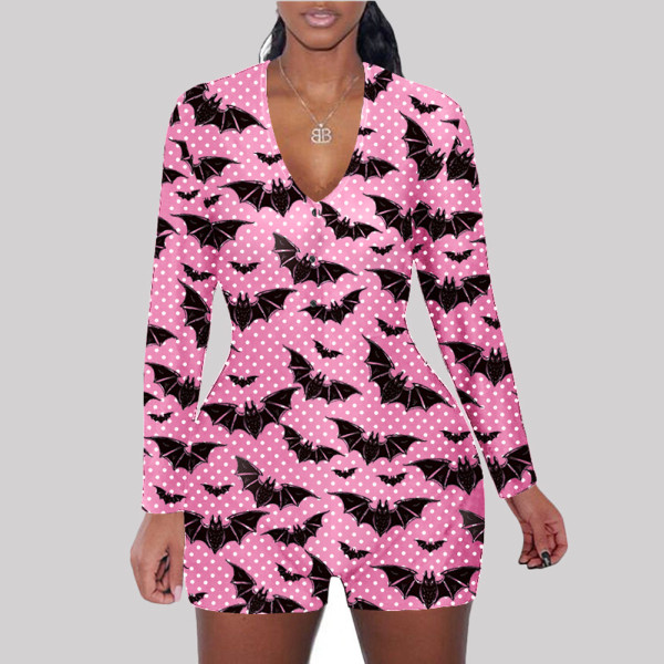 Casual Prined Long Sleeve Rompers SHD-9447