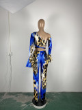 Sexy Leopard Print Long Sleeve 2 Piece Pants Set CHY-1270