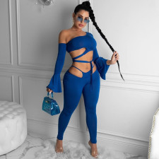 Sexy Hollow Long Sleeve Two Piece Pants Set CHY-1269