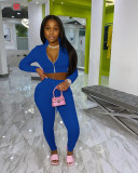 Solid Long Sleeve Zipper Two Piece Pants Set YIM-150