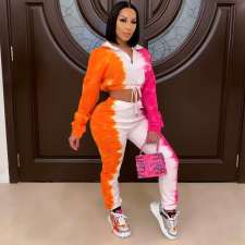 Casual Printed Long Sleeve Two Piece Pants Set HM-6353