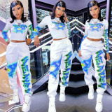 Casual Printed Long Sleeve Two Piece Pants Set AL-217