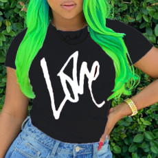 Plus Size Casual Letter Print Short Sleeve T-shirt SXF-0530