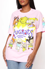 Plus Size Fashion Cartoon Print Short Sleeve T-shirt SXF-0313