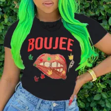  Plus Size Fashion Casual Print Short Sleeve T-shirt SXF-0531