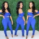Plus Size Ruched Sexy One Word Collar Short Top And Pants Two Piece Set SXF-0415