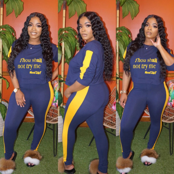 Casual Letter Print Long Sleeve Two Piece Sets SXF-2859