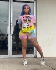 Casual Letter Print T-shirt Shorts Two Piece Sets SXF-0532