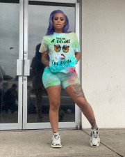 Casual Letter Print T-shirt Shorts Two Piece Sets SXF-0532