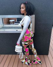 Casual Printed Strap Flared Jumpsuits SXF-2965